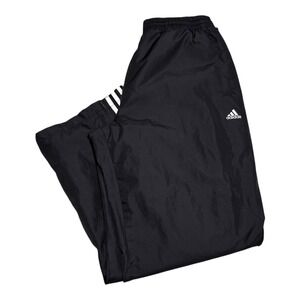 Adidas Polyester 3 Stripe Embroidered Logo Lined‎ Black Sweatpants Men's Large